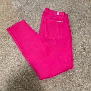 7 for all mankind hot pink skinny jeans